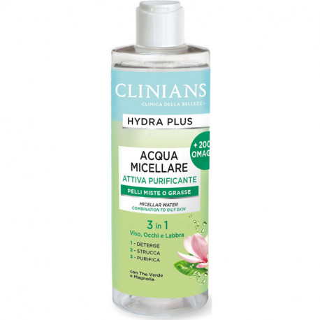 Hydra Plus Acqua micellare attiva purificante per pelli miste o grasse Clinians