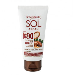 SOL Argan - Crema solare viso - antietà antimacchie con olio di Argan e Vitamina E - SPF30 protezione alta Bottega Verde