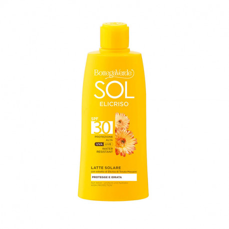 SOL Elicriso - Latte solare protegge e idrata ­con estratto di Elicriso SPF30 protezione alta - water resistant Bottega Verde